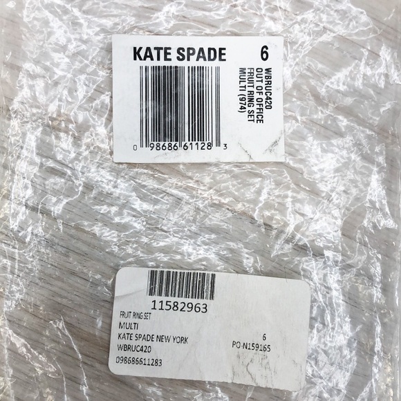 Kate Spade Out of Office Fruit Ring Set NWT, Sz 6 - Picture 9 of 9